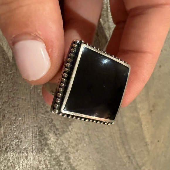 EXEX by Claudia Agudelo 925 Sterling Silver Bold Ring with Square Onyx - Picture 9 of 13
